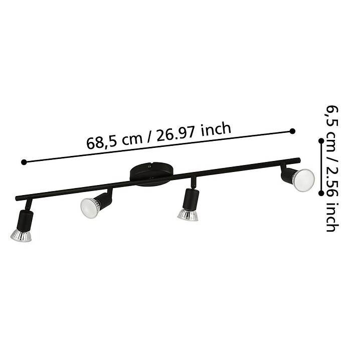 Eglo LED-Deckenstrahler BUZZ-LED (12 W, Schwarz, 4 Stk.) | BAUHAUS