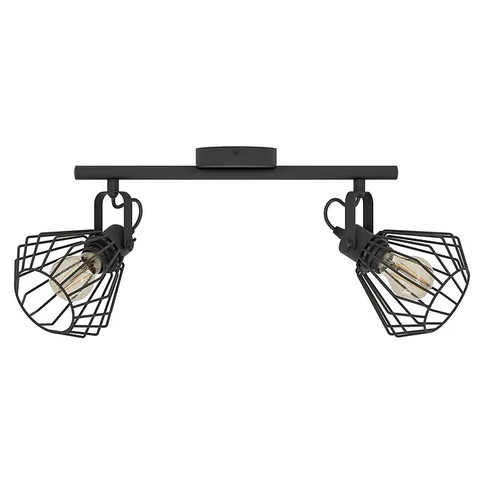 Eglo Deckenstrahler TABILLANO - L x B: 44 x 11 cm, Schwarz, E27, 2 Stk. - Stilvolle, schwarze Deckenleuchte mit zwei Strahlern im Industriedesign, perfekt für moderne Wohnräume.