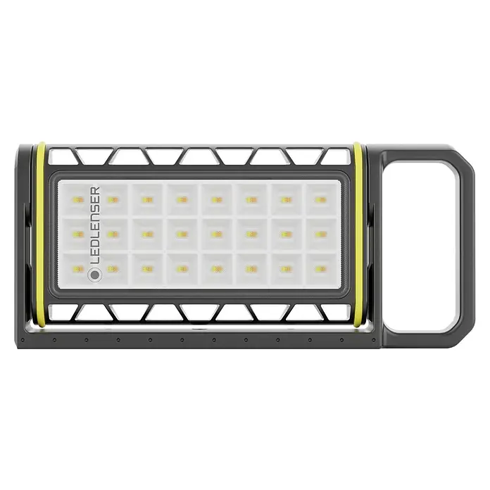 Ledlenser LED Baustrahler AF4R WORK - 2.000 lm, 3.000 K - 6.500 K, 4,4 x 26,6 x 11,9 cm, IP67 - Schwarze und gelbe LED-Arbeitsleuchte mit Griff, ausgestattet mit einem großen Panel heller LEDs für starke Beleuchtung.