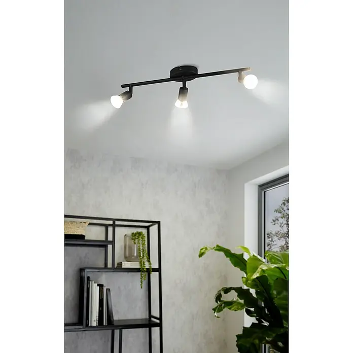 Eglo LED-Deckenstrahler BUZZ-LED - 9 W, Schwarz, 3 Stk. - Moderne Deckenleuchte mit drei Strahlern in Schwarz, ideal für Wohnräume und Büros, sorgt für gezielte Beleuchtung.