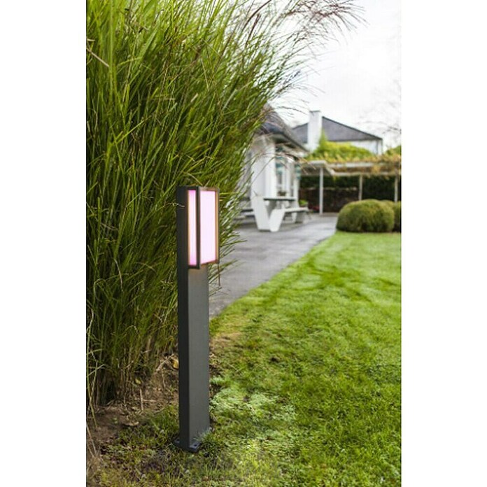 Lutec Sobremuro exterior Qubo (Color del marco: Gris oscuro, RGB, 11 x 9,3 x 75 cm, Con bombillas) | BAUHAUS