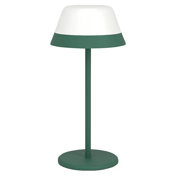 Eglo Lámpara de sobremesa a batería Meggiano - Ø x Al: 15 x 32 cm, Verde, 1,5 W, IP54 - Una lámpara de mesa elegante en verde y blanco. El diseño moderno se adapta perfectamente a mesitas de noche o escritorios y ofrece una luz agradable.
