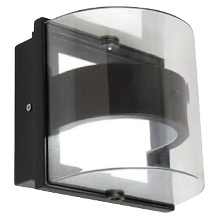 Lutec Aplique exterior LED Delta - 6 W, 11,8 x 16 x 16 cm, Antracita, IP44 - Aplique LED moderno con marco negro y pantalla transparente, ideal para iluminación interior y exterior elegante.