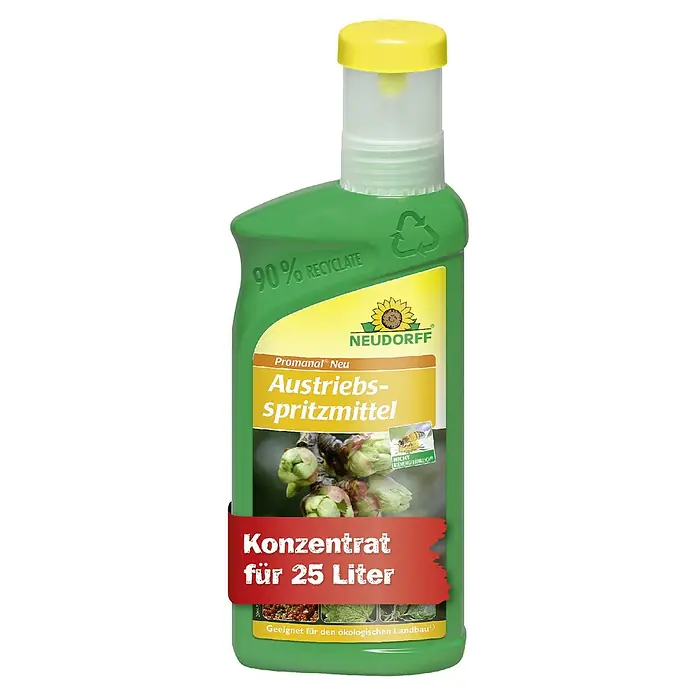Neudorff Promanal Austriebsspritzmittel Neu - Nettovolumen: 500 ml - Eine Flasche Neudorff Promanal Neu Austriebsspritzmittel Konzentrat für 25 Liter, ein Produkt zur Schädlingsbekämpfung im Garten.