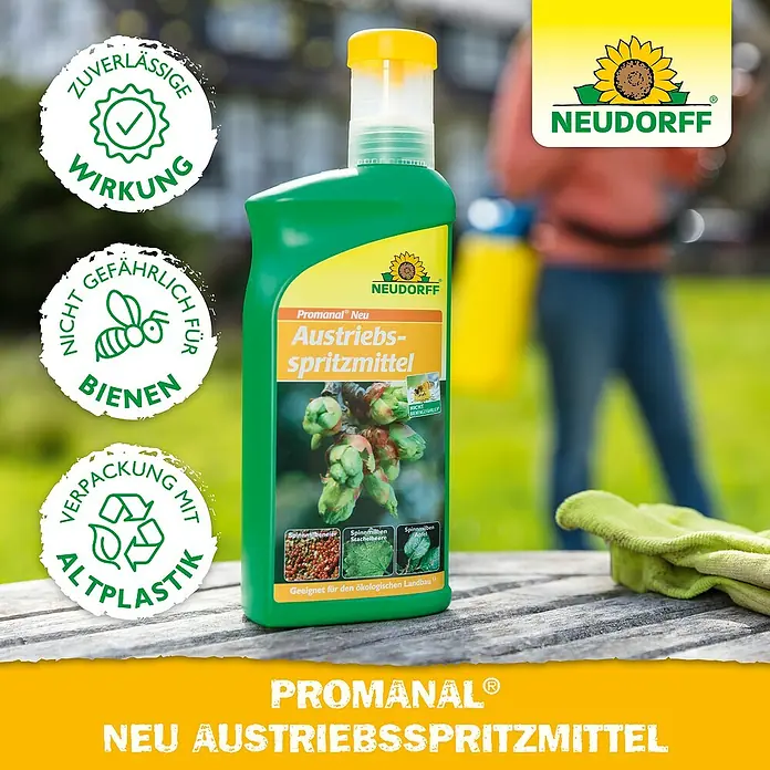 Neudorff Promanal Austriebsspritzmittel Neu - Nettovolumen: 500 ml - Produktfoto von "Promanal Neu Austriebsspritzmittel" von Neudorff, einem umweltfreundlichen Schädlingsbekämpfungsmittel.