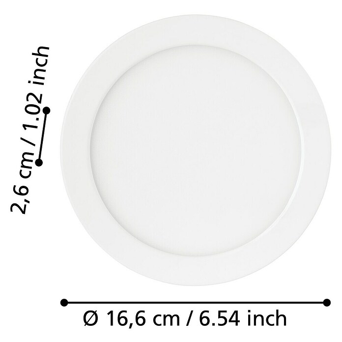Eglo Fueva 5 LED-Einbauspot (10,5 W, Warmweiß, Weiß, Ø x H: 16,6 x 2,6 cm, IP44) | BAUHAUS