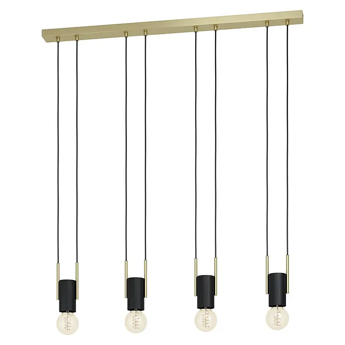 Eglo Pendelleuchte BITACHITO - 40 W, L x B x H: 93 x 55 x 110 cm, Schwarz/Messing, E27 - Pendelleuchte mit goldenen Akzenten und schwarzen Details. Perfekt für eine moderne Inneneinrichtung und stilvolle Beleuchtung.