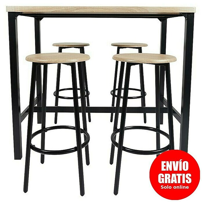 Mesa alta con taburetes Loka (L x An x Al: 60 x 100 x 86 cm, Marrón/Negro) | BAUHAUS