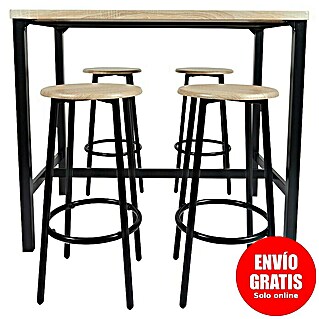 Mesa alta con taburetes Loka (L x An x Al: 60 x 100 x 86 cm, Marrón/Negro)