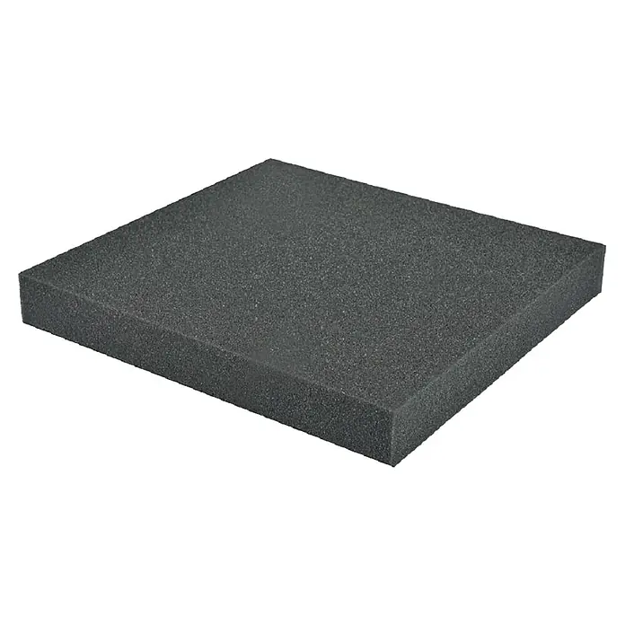 Bur2000 Placa absorbente acústica Silence - 50 x 50 x 4 cm, Espuma de PU - Primer plano de un trozo cuadrado de espuma gris, ideal para amortiguación, manualidades y aplicaciones de insonorización.