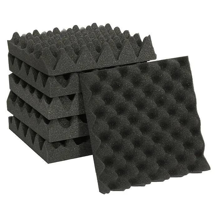 Bur2000 Placa absorbente acústica Silence Onda - 50 x 50 x 3 cm, Espuma de PU - Primer plano de paneles de espuma acústica utilizados para la insonorización y mejora de la calidad del sonido.