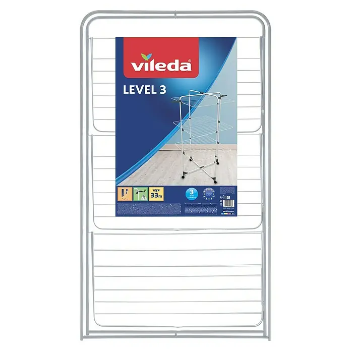 Vileda Turm-Wäscheständer Level 3 - Länge Wäscheleine: 33 m, L x B x H: 69 x 74 x 130 cm, Weiß/Anthrazitgrau - Ein Vileda Wäscheständer Level 3, ideal zum Trocknen von Wäsche. Er bietet viel Platz auf drei Ebenen und ist platzsparend verstaubar.