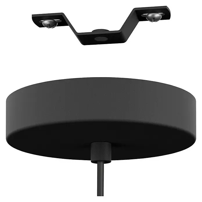 Eglo Lámpara colgante - 40 W, L x An x Al: 18 x 18 x 110 cm, Negro/Marrón, E27 - Primer plano de una lámpara de techo negra con base redonda y un elemento lineal montado en el techo.