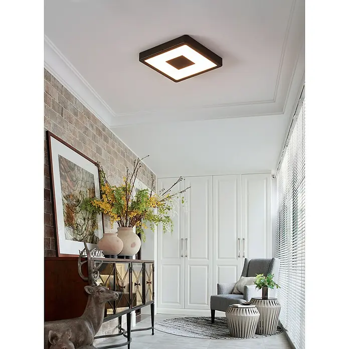 Eglo LED-Deckenleuchte ARGOLIS 2 - Farbe Gehäuse: Schwarz, IP44 - Quadratische Deckenleuchte mit modernem Design. Die Leuchte spendet helles Licht und passt perfekt in moderne Wohnräume.