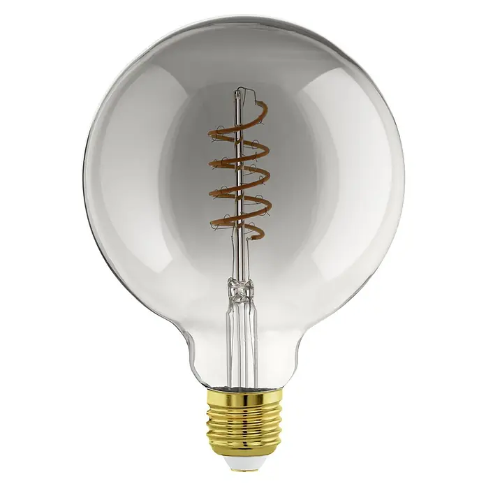 Eglo LED-Lampe - E27, Dimmbar, Warmweiß, 100 lm, 4 W - Nahaufnahme einer dekorativen Vintage-Glühbirne mit Wendelglühfaden, die warmes Licht ausstrahlt und ein stimmungsvolles Ambiente erzeugt.