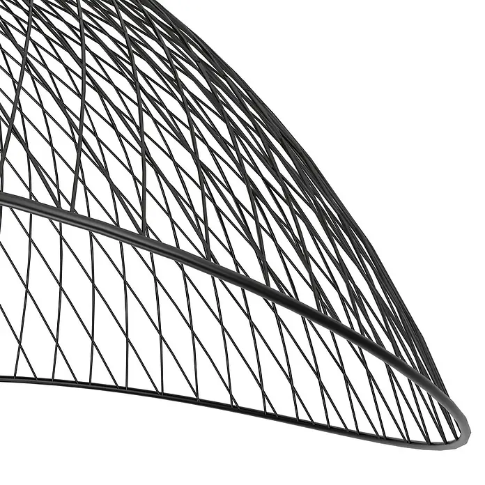 Eglo Pendelleuchte POMPEYA - 60 W, L x B x H: 45 x 44 x 110 cm, Schwarz, E27 - Detailaufnahme eines modernen, schwarzen Drahtmöbels, das durch seine geometrische Form und minimalistische Ästhetik besticht.