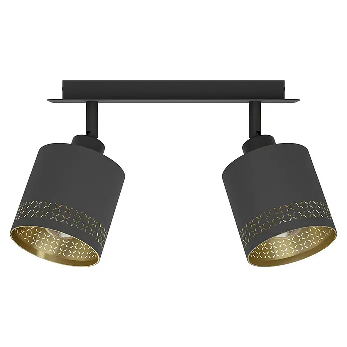 Eglo Esteperra Deckenstrahler ESTEPERRA - 56 W, Schwarz, E27, 2 Stk. - Die elegante Deckenleuchte mit zwei Strahlern in Schwarz und Gold sorgt für stilvolle Beleuchtung im Raum. Ein echter Hingucker für jedes Zuhause.