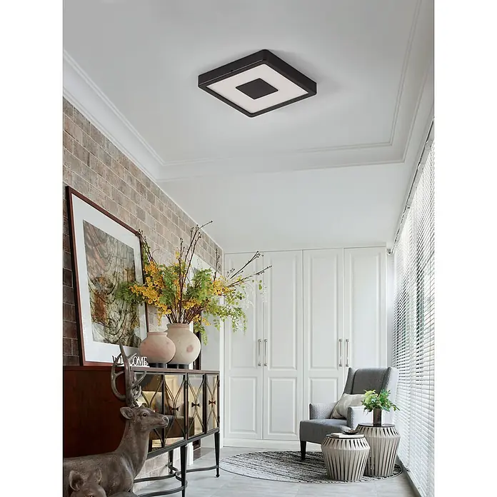 Eglo LED-Deckenleuchte ARGOLIS 2 - Farbe Gehäuse: Schwarz, IP44 - Quadratische Deckenleuchte mit LED-Beleuchtung. Das moderne Design passt perfekt in jeden Raum und sorgt für angenehmes Licht.