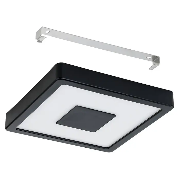 Eglo LED-Deckenleuchte ARGOLIS 2 - Farbe Gehäuse: Schwarz, IP44 - Moderne LED-Deckenleuchte in Schwarz und Weiß mit Montagehalterung für einfache Installation.