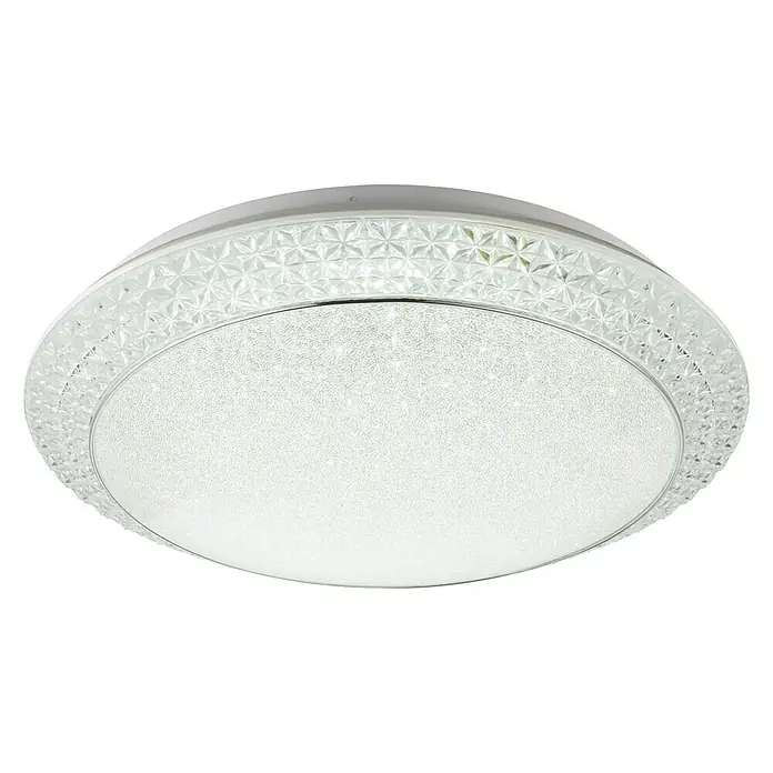 Lavida LED-Deckenleuchte rund Fondi - 40 W, Ø x H: 51 x 12 cm, Weiß - Moderne runde Deckenleuchte mit Kristallrand und glitzerndem Leuchtenschirm für stilvolle Beleuchtung in jedem Raum.
