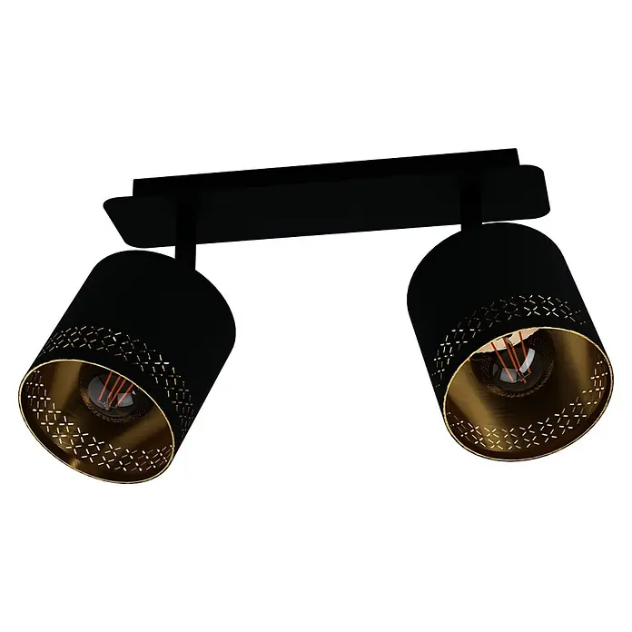 Eglo Esteperra Deckenstrahler ESTEPERRA - 56 W, Schwarz, E27, 2 Stk. - Moderne schwarze Deckenleuchte mit goldenen Akzenten und zwei Strahlern für eine stilvolle Beleuchtung im Raum.