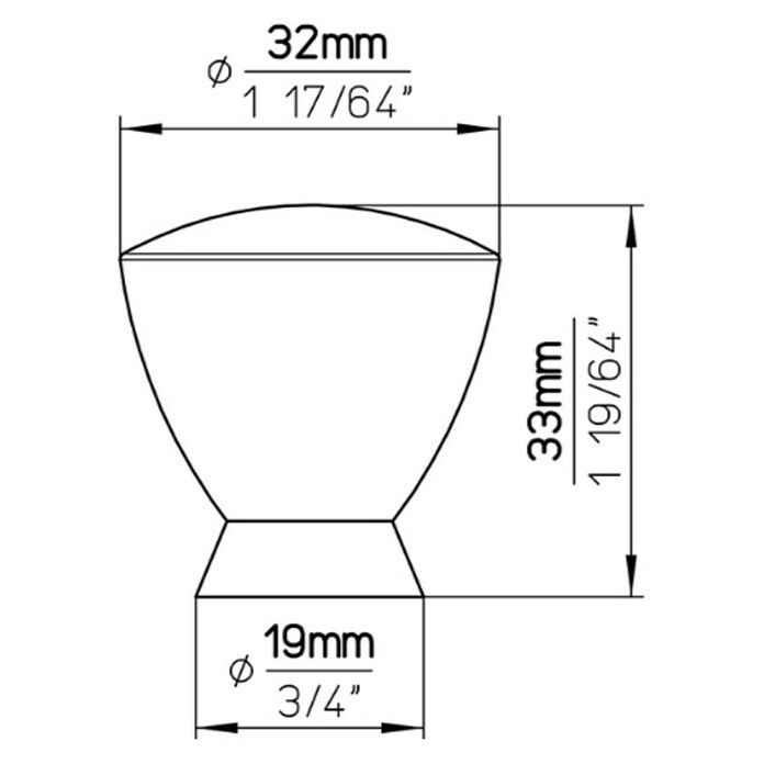 Siro Ručkica za namještaj  (Tip ručke za namještaj: Gumb, D x Š x V: 32 x 19 x 33 mm, Plastika, Poniklano) | BAUHAUS