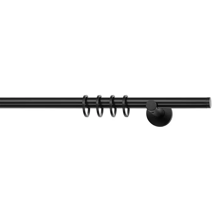 Sombra Gardinenstange - Schwarz, Länge: 160 cm, Durchmesser: 20 mm - Schwarze Gardinenstange mit Ringen und Wandhalterung, ideal für moderne Fensterdekorationen und zur einfachen Anbringung von Vorhängen.