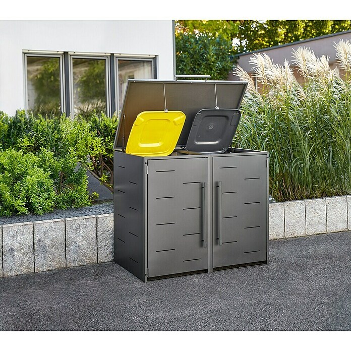 Sunfun Smetarnik  (Š x G: 134 x 81,5 cm, Jeklo, Primerno za število smetnjakov: 2 kos) | 7437 - Gerätehäuser Metall | IAGD - Gartenhäuser | IAG - Außenbereichsausstattung | IA - Gartenhartware | I - Stadtgarten | BAUHAUS