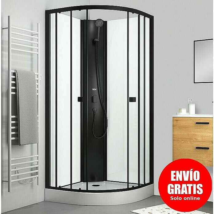 Aurlane Cabina de ducha Essentiel Round (85 x 85 x 199,5 cm, Blanco/Negro) | BAUHAUS