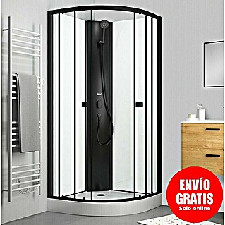 Aurlane Cabina de ducha Essentiel Round (85 x 85 x 199,5 cm, Blanco/Negro)