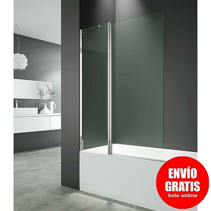 GME Mampara para bañera Open 2 Abatible (An x Al: 120 x 150 cm, Vidrio transparente, Plata brillo) | BAUHAUS