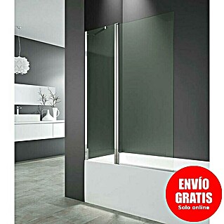 GME Mampara para bañera Open 2 Abatible (An x Al: 120 x 150 cm, Vidrio transparente, Plata brillo)