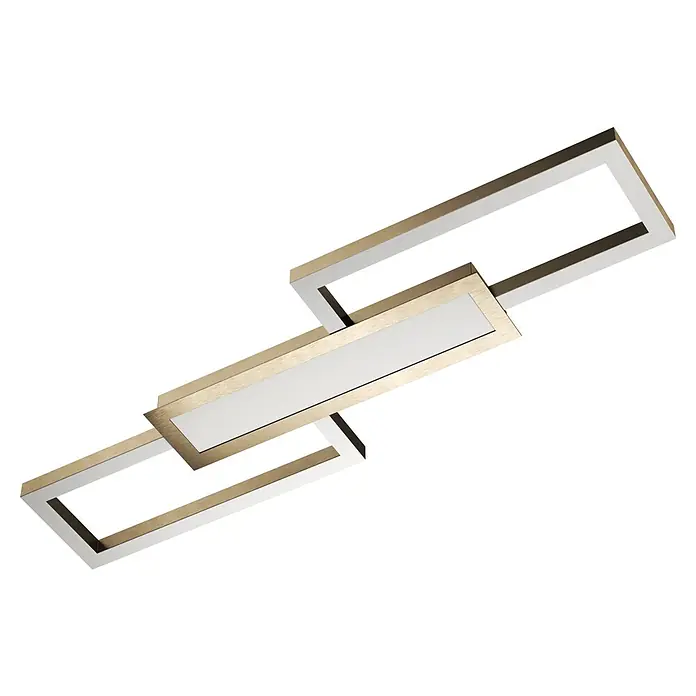 Eglo LED-Deckenleuchte - L x B x H: 78 x 26 x 4,5 cm - Die moderne Deckenleuchte mit goldenen und weißen rechteckigen Rahmen, ein elegantes Beleuchtungselement für jeden Raum.
