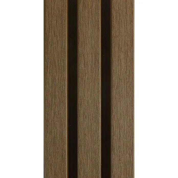 Dioco Revestimiento decorativo alistonado - L x An: 220 x 17 cm, Teka - Paneles de pared marrones de WPC con diseño acanalado, ideales para revestimientos de paredes interiores y exteriores modernos.