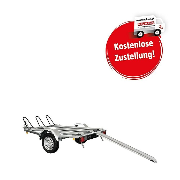 Motorradanhänger Moto MU2 mit 3 Stellschienen (L x B x H: 294,5 x 152 x 92 cm, Nutzlast: 599 kg) | BAUHAUS