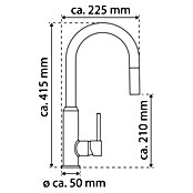Camargue Spültischarmatur Madrid (Schwarz, Hoher Auslauf, Glänzend)