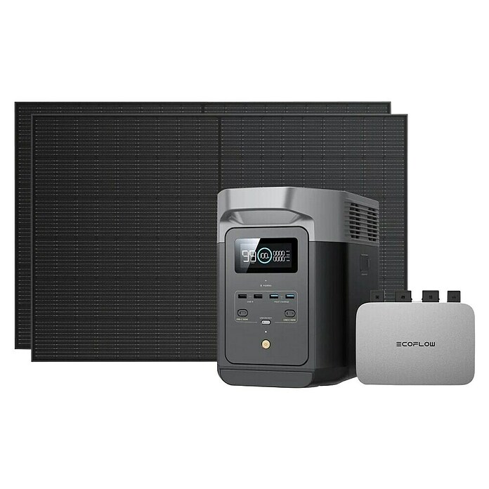 EcoFlow Balkonkraftwerk-Set BKW Delta 2 Max (Nennleistung: 2 400 W, L x B x H: 497 x 242 x 305 mm, IP67) | BAUHAUS