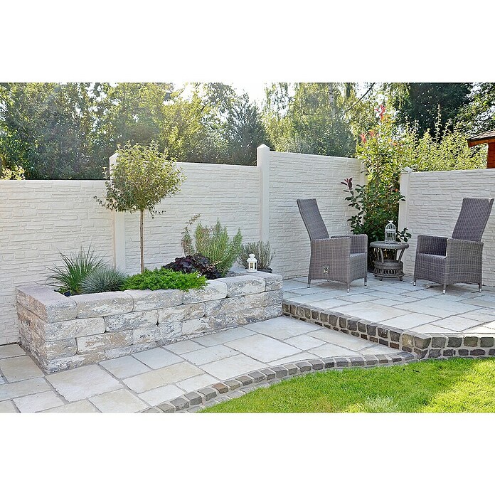 Beckers Betonzaun Zaunelement Standard Montana Motiv (200 x 38,5 cm, Beton, Betongrau) | BAUHAUS