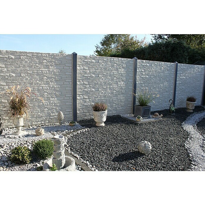 Beckers Betonzaun Zaunelement Standard Montana Motiv (200 x 38,5 cm, Beton, Betongrau) | BAUHAUS
