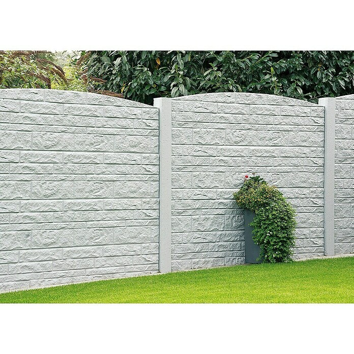 Beckers Betonzaun Abschlussplatte Standard Felsbogen Motiv (200 x 45 cm, Beton, Betongrau) | BAUHAUS