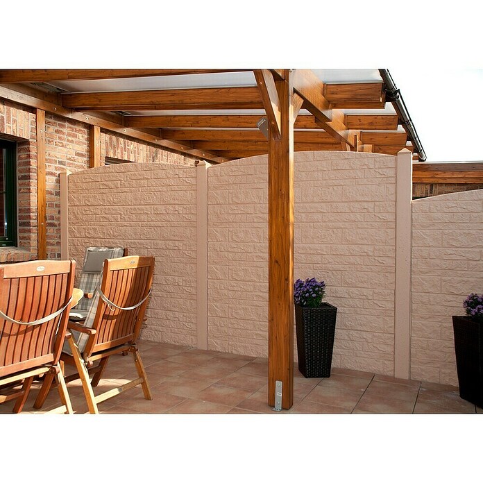 Beckers Betonzaun Abschlussplatte Standard Felsbogen Motiv (200 x 45 cm, Beton, Betongrau) | BAUHAUS