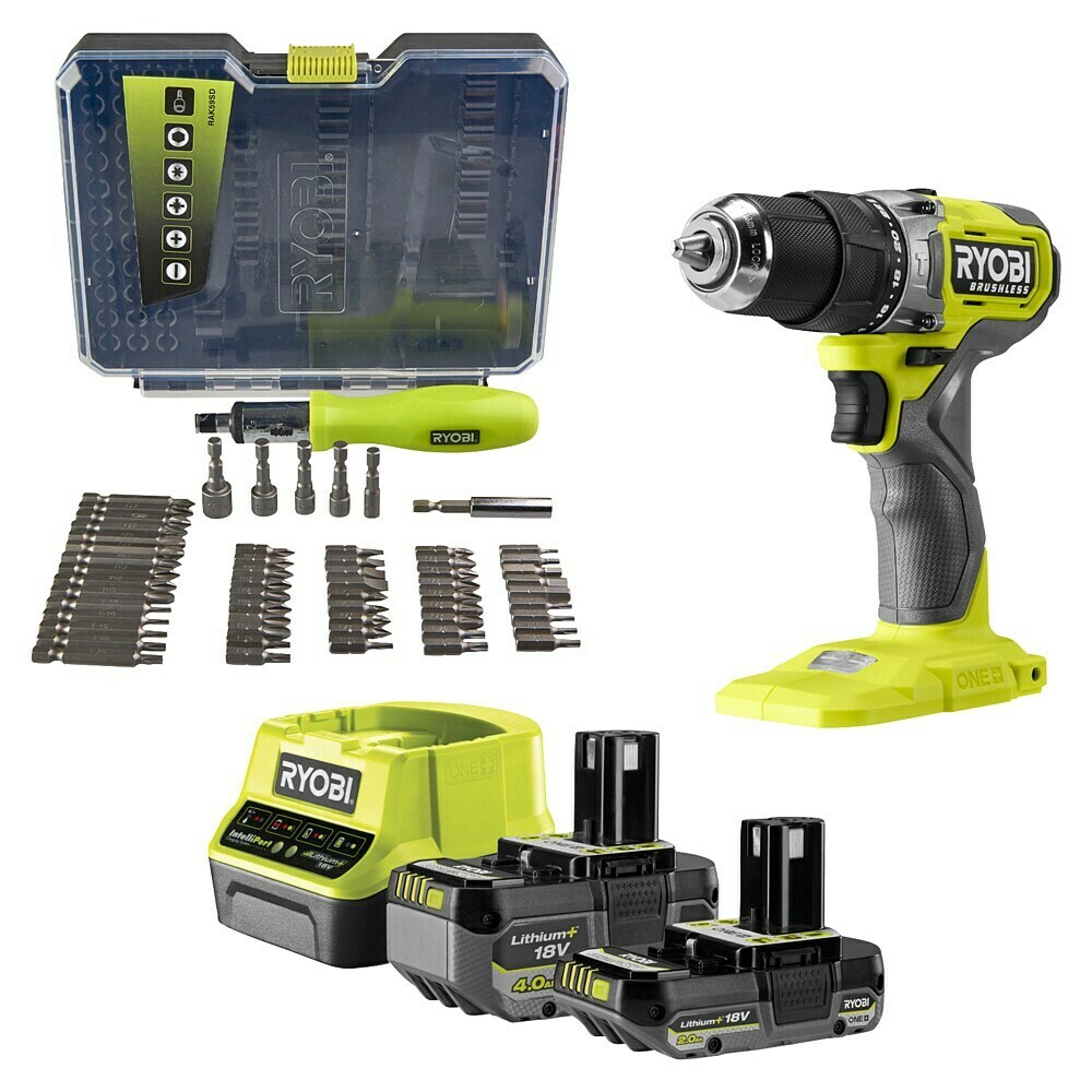 Ryobi 120-teiliges Bohrer- Und Schlagbohrerschrauber-Set – Bits Mit 3-facher Lebensdauer, 3 Aufbewahrungskoffer