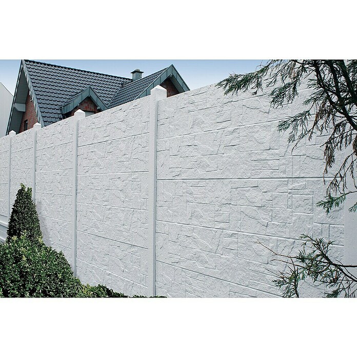 Beckers Betonzaun Zaunelement Standard Flagstone Motiv (200 x 38,5 cm, Beton, Betongrau) | BAUHAUS