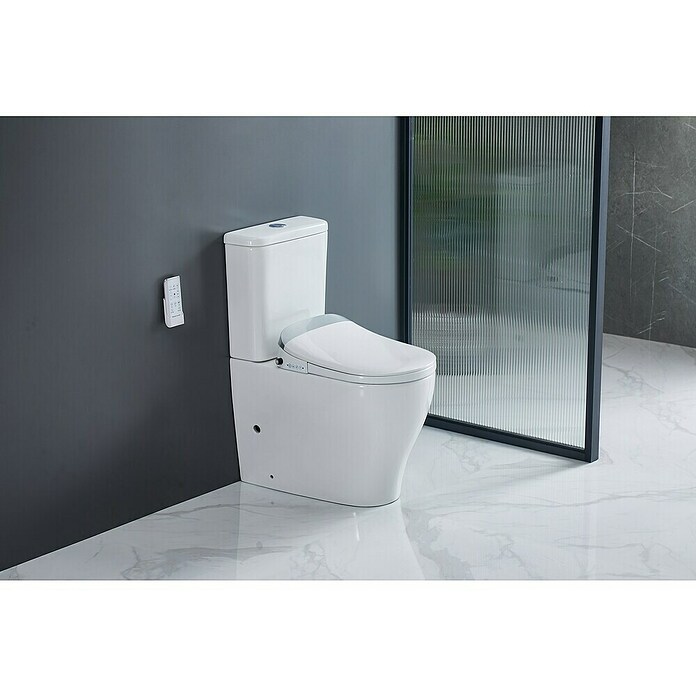 Pack de WC adosado Smart Vanda (Sin borde de descarga, Salida WC: Vertical, Con mando a distancia, Blanco) | BAUHAUS