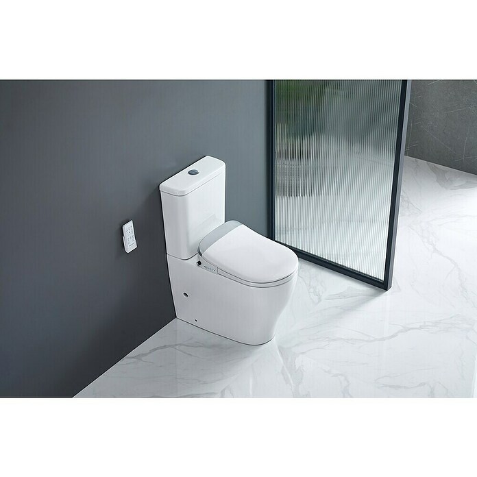 Pack de WC adosado Smart Vanda (Sin borde de descarga, Salida WC: Vertical, Con mando a distancia, Blanco) | BAUHAUS