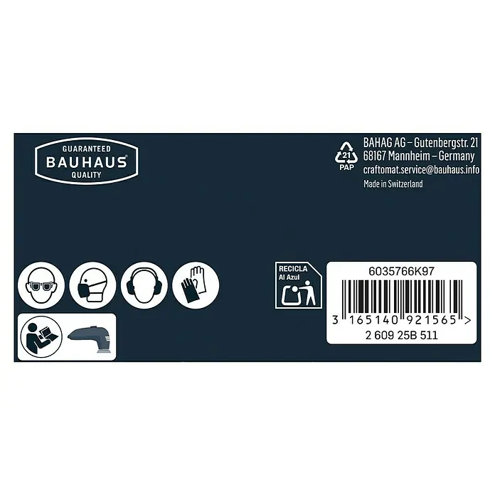 Craftomat Delta-Schleifpapier BFWP - L x B: 93 x 93 mm, 5 Stk., Körnung: 80 - Produktverpackung mit Bauhaus-Qualitätsgarantie, Recyclinghinweisen und Barcode.