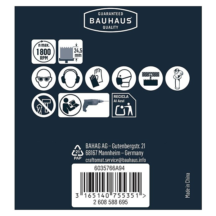 Craftomat Lochsäge (75 mm, Durchmesser Schaft: ¼″ Hex)