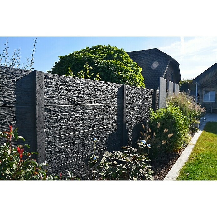 Beckers Betonzaun Zaunelement Standard Nevada Motiv (200 x 38,5 cm, Beton, Betongrau) | BAUHAUS