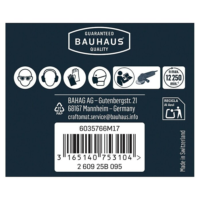 Craftomat Gummischleifteller Klett für Winkelschleifer (Durchmesser Scheibe: 125 mm, M14, 1 Stk.)