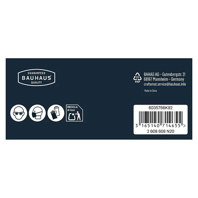 Craftomat Schleifgitter - 230 x 93 mm, Körnung: 220, 5 Stk. - Produktverpackung mit Bauhaus Qualitätsgarantie, Recyclinghinweisen, Barcode und Herstellerinformationen.